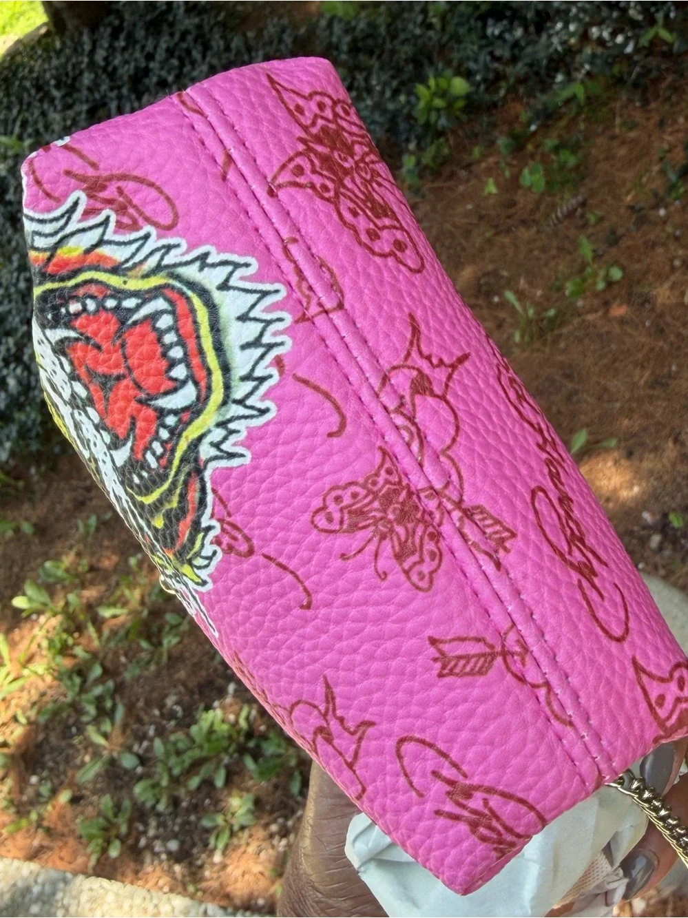 Ed Hardy Pink Tiger Kiss Lock Mini Chain Shoulder Bag NWT Y2K